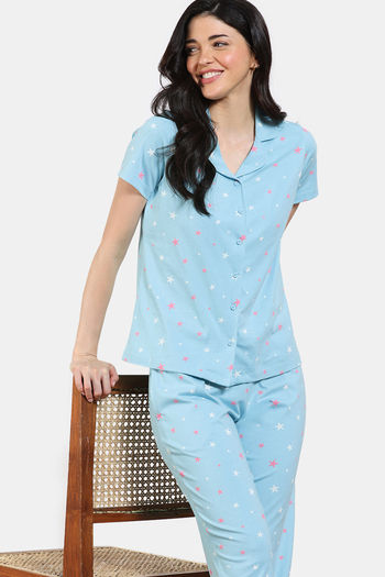Buy Zivame Starry Dreams Knit Cotton Pyjama Set - Leisure Time